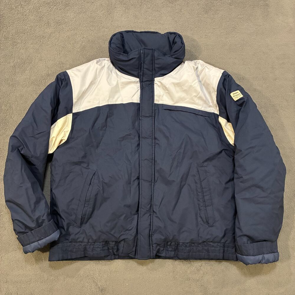 Alpine Designs Navy Blue White Winter Puffer Jacket Colorblock Men's Size Large